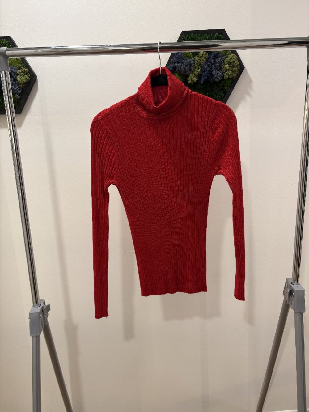 Red Ribbed Turtleneck